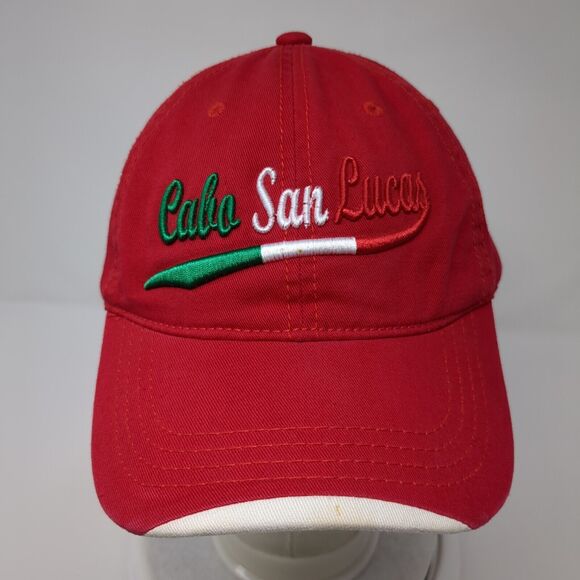 Cabo San Lucas Slideback Hat Red One Size Adjustable Embroidered Explosion Caps - Picture 2 of 10